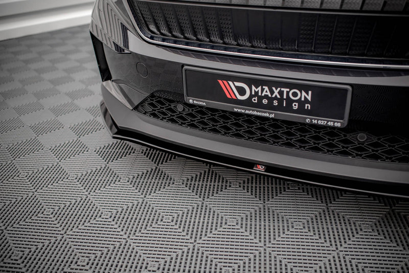 Maxton Front Splitter V.1 Skoda Enyaq Iv - Gloss Black