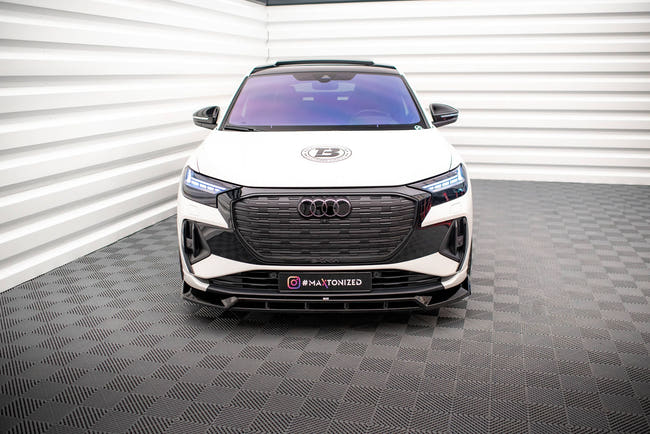 Maxton Front Splitter V.2 Audi Q4 E-Tron Sportback Mk1 - Gloss Black