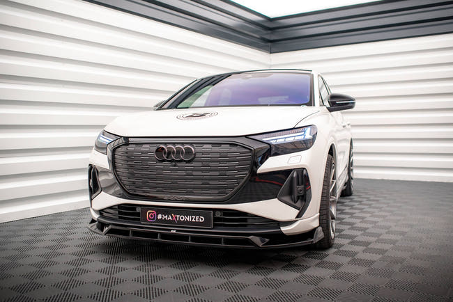 Maxton Front Splitter V.2 Audi Q4 E-Tron Sportback Mk1 - Gloss Black
