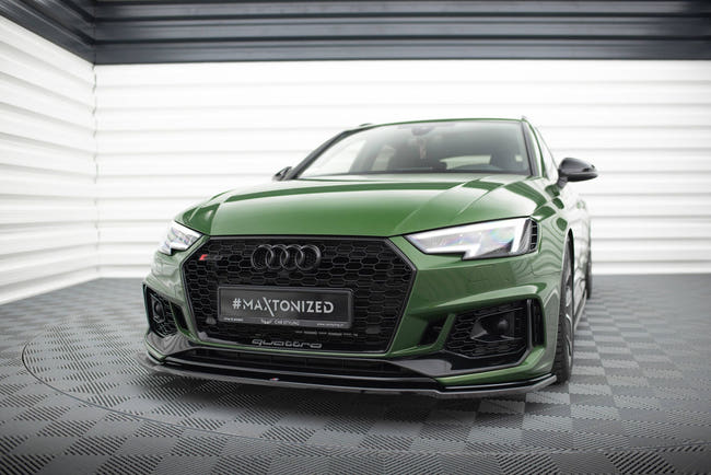 Maxton Front Splitter V.2 Audi RS4 B9 - Gloss Black