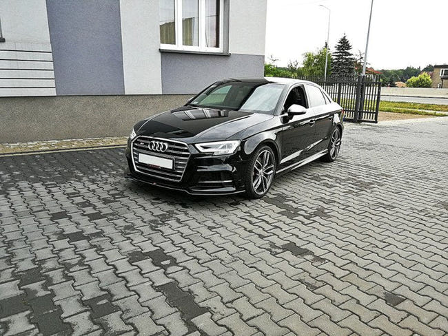 Maxton frontsplitter til Audi S3 / A3 S-Line 8V Facelift Sedan – blank sort – billede 2 af 7
