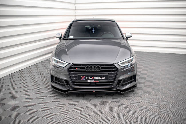 Maxton frontsplitter til Audi S3 / A3 S-Line Sportback 8V Facelift – blank sort – billede 2 af 5