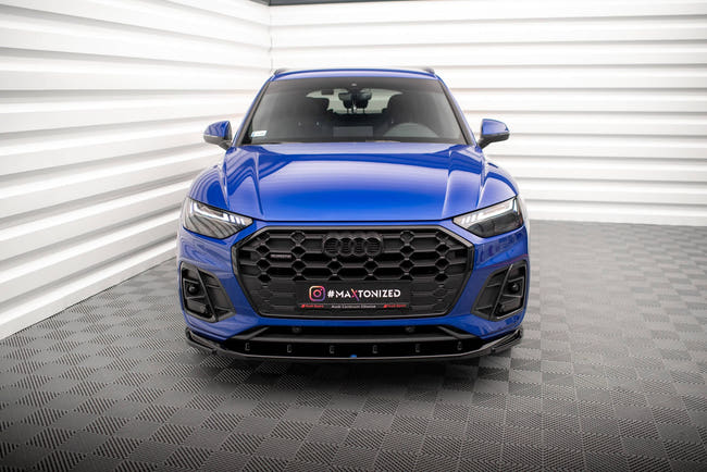 Maxton Front Splitter V.2 AUDI SQ5 / Q5 S-LINE SUV / Sportback MK2 Facelift - Gloss Black
