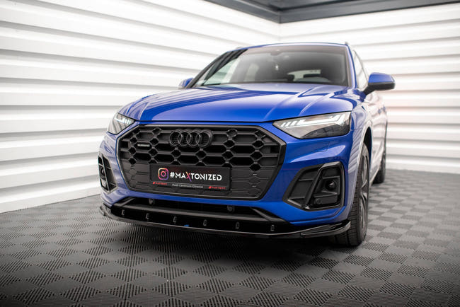 Maxton Front Splitter V.2 AUDI SQ5 / Q5 S-LINE SUV / Sportback MK2 Facelift - Gloss Black