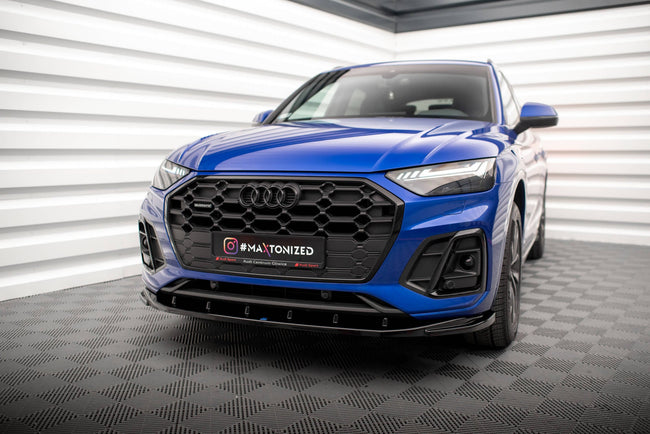 Maxton Front Splitter V.2 AUDI SQ5 / Q5 S-LINE SUV / Sportback MK2 Facelift - Gloss Black