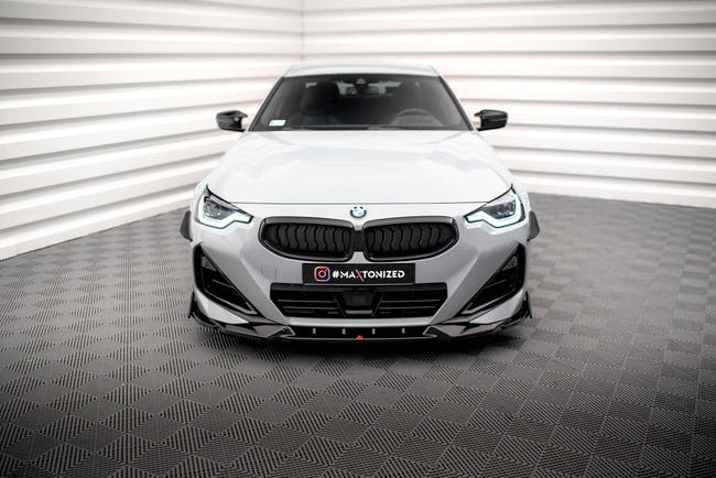 Maxton Front Splitter V.2 + Flaps BMW 2 Coupe M-Pack / M240I G42 - Gloss Black