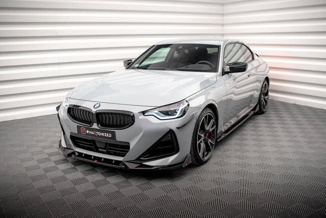 Maxton Front Splitter V.2 + Flaps BMW 2 Coupe M-Pack / M240I G42 - Gloss Black
