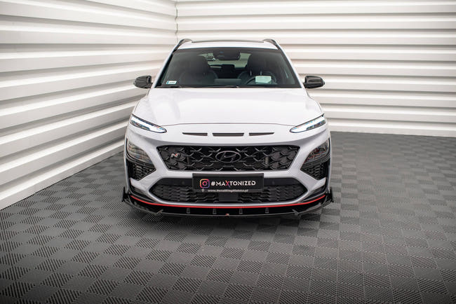 Maxton Front Splitter V.2 + Flaps Hyundai Kona N Mk1 - Gloss Black