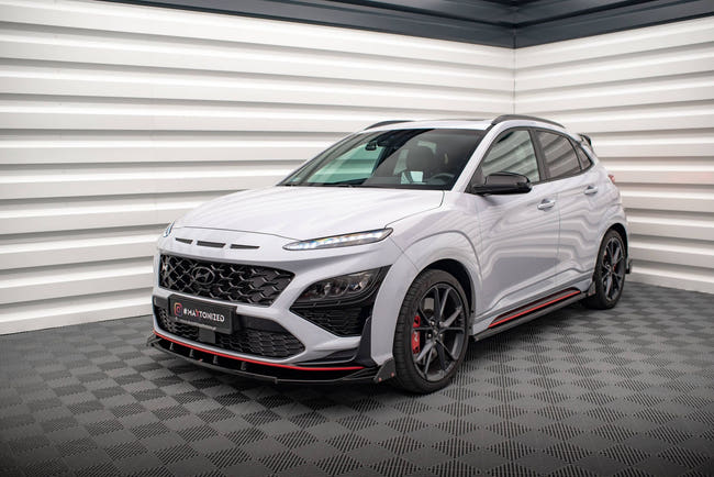 Maxton Front Splitter V.2 + Flaps Hyundai Kona N Mk1 - Gloss Black