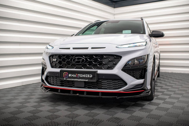Maxton Front Splitter V.2 Hyundai Kona N Mk1 - Gloss Black