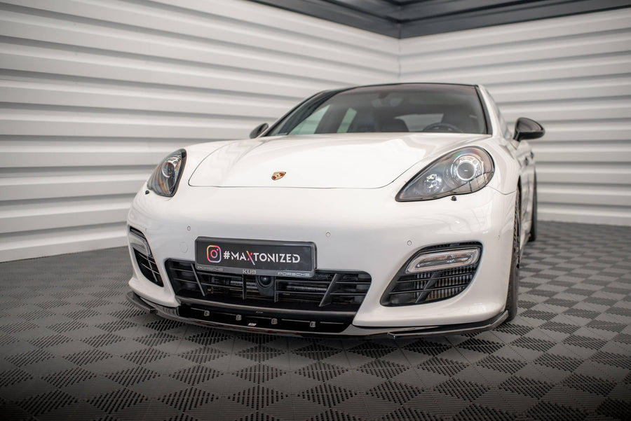Maxton frontsplitter til Porsche Panamera Turbo Sport Design Package 970 – blank sort – billede 1 af 5