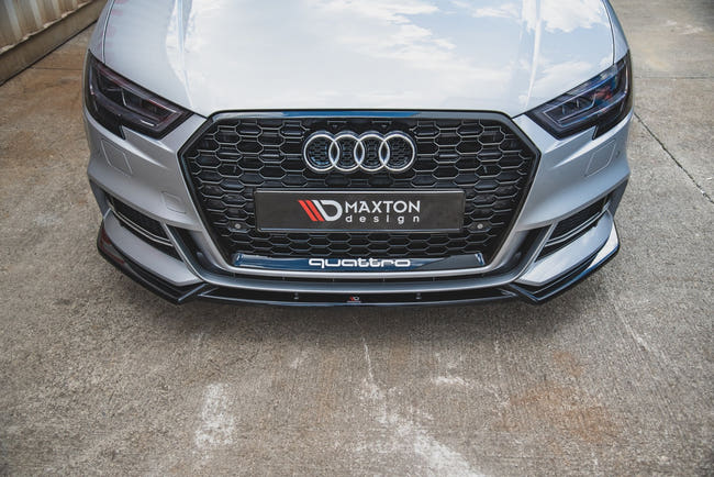 Maxton frontsplitter til Audi S3 / A3 S-Line 8V Facelift Sedan – blank sort – billede 2 af 7