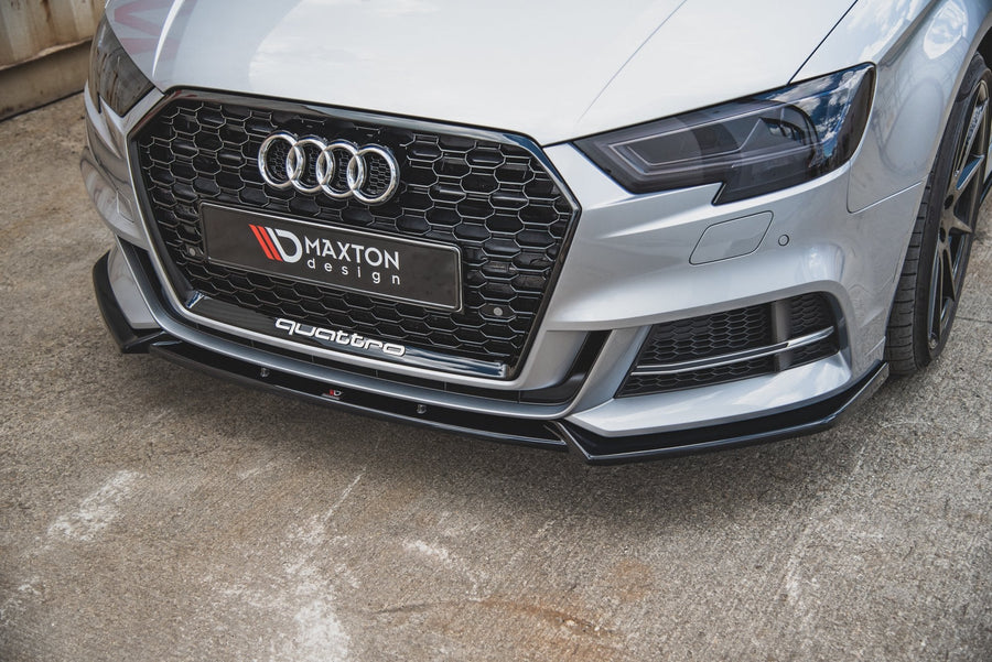 Maxton frontsplitter til Audi S3 / A3 S-Line 8V Facelift Sedan – blank sort – billede 1 af 7
