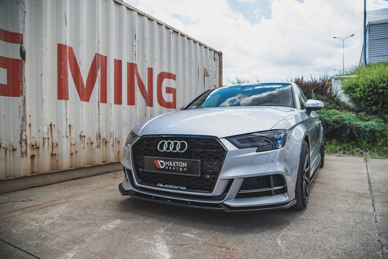 Maxton frontsplitter til Audi S3 / A3 S-Line 8V Facelift Sedan – blank sort – billede 5 af 7
