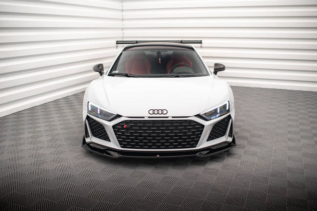 Maxton Front Splitter V.3 + Flaps Audi R8 Mk2 Facelift - Gloss Black