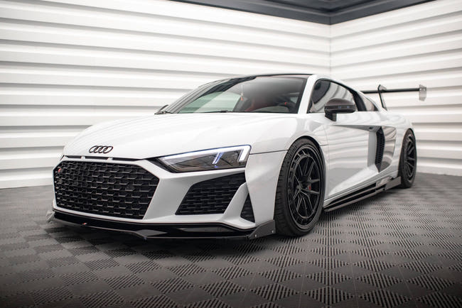 Maxton Front Splitter V.3 + Flaps Audi R8 Mk2 Facelift - Gloss Black