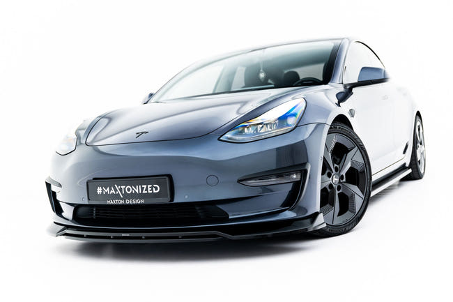 Maxton Front Splitter V.3 Tesla Model 3 - Gloss Black