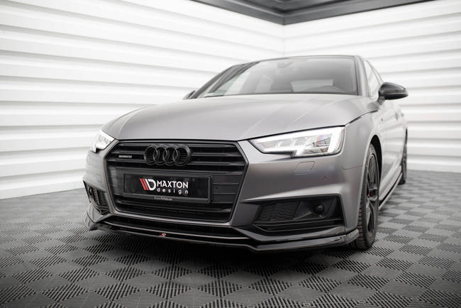 Maxton Front Splitter V.4 Audi S4 / A4 S-Line B9 - Gloss Black