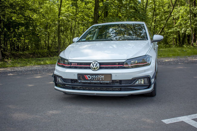 Maxton Front Splitter V.4 VW Polo Gti Mk6 - Gloss Black