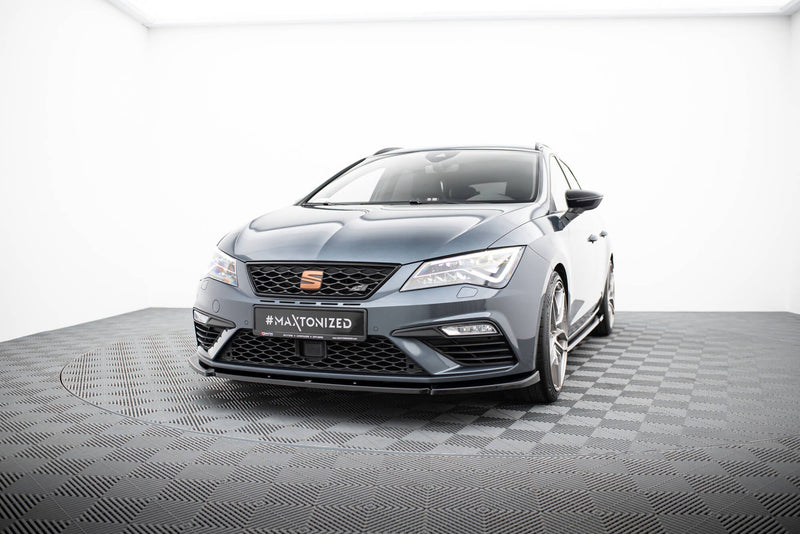 Maxton frontsplitter til Seat Leon Cupra / FR Mk3 Facelift – blank sort – billede 1 af 5