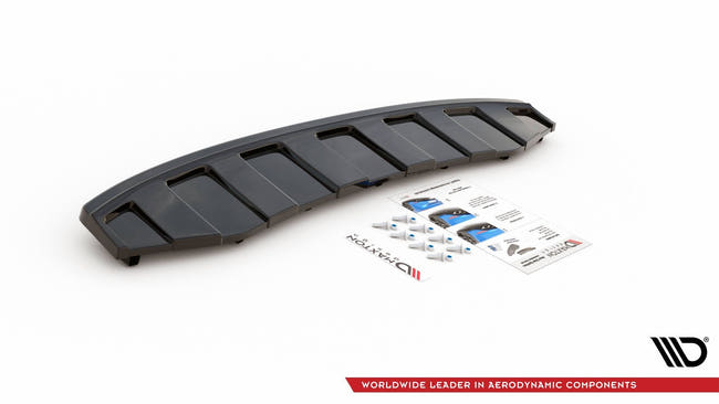 Maxton rear splitter til Audi A6 C7 S-LINE Avant Exhaust 2x1 (with vertical bars) – blank sort – billede 2 af 2