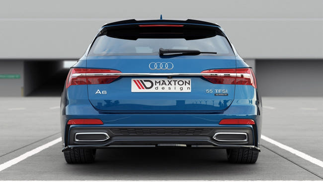 Maxton Central Rear Splitter Audi A6 S-Line Avant C8 - Gloss Black