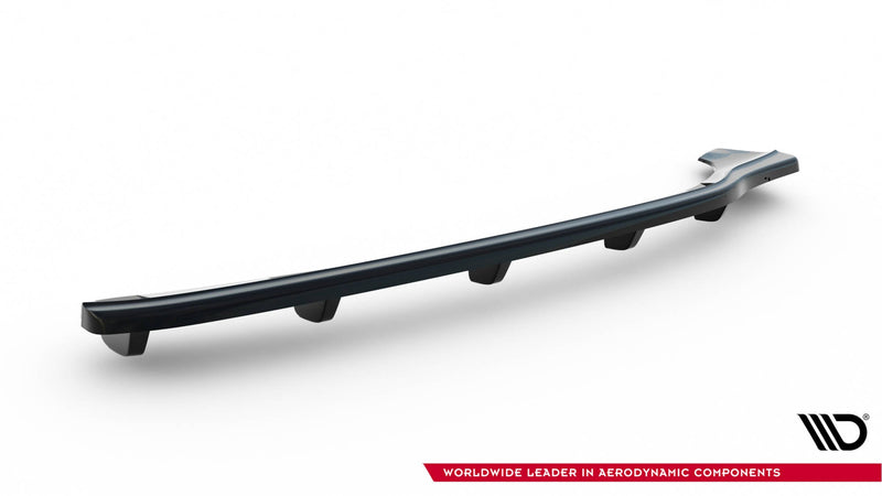 Maxton Central Rear Splitter BMW 3 E46 Mpack Coupe (With Vertical Bars) - Gloss Black