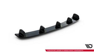 Maxton Central Rear Splitter BMW 3 E46 Mpack Coupe (With Vertical Bars) - Gloss Black