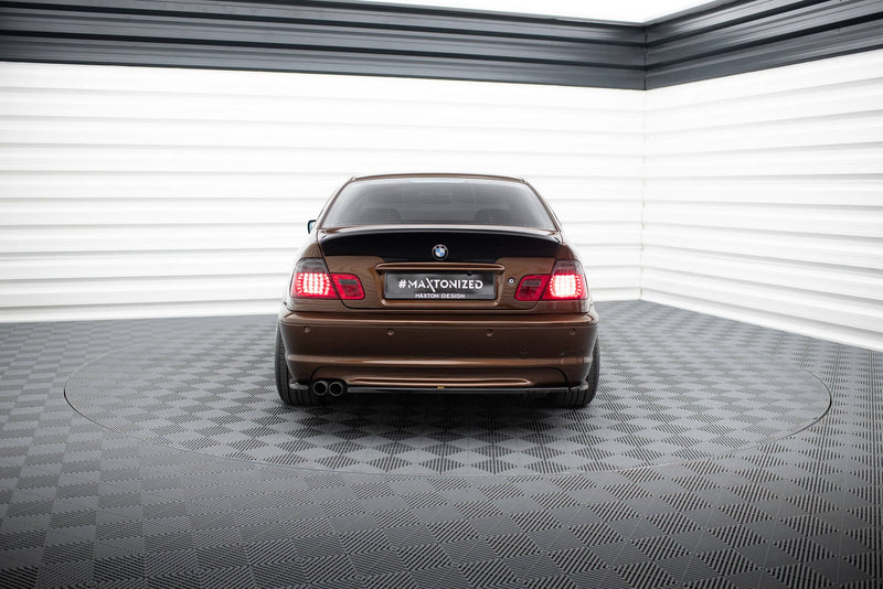 Maxton Central Rear Splitter BMW 3 E46 Mpack Coupe (With Vertical Bars) - Gloss Black