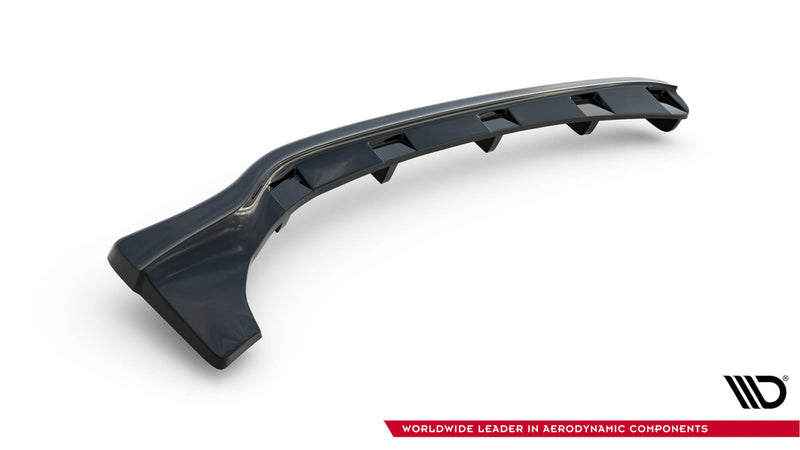 Maxton Central Rear Splitter BMW 3 E46 Mpack Coupe (With Vertical Bars) - Gloss Black