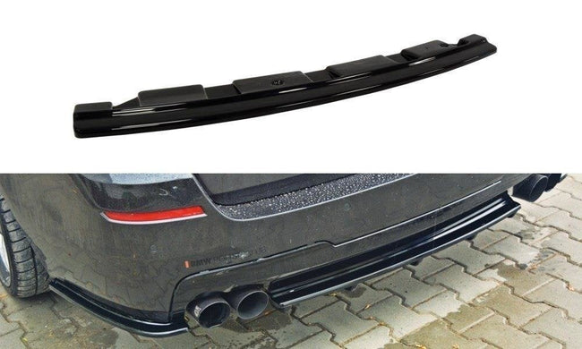 Maxton rear splitter til BMW 5 M-Pack Sedan/Touring F10/F11 - without vertical bars (fits two double Exhaust ends) – blank sort – billede 1 af 2