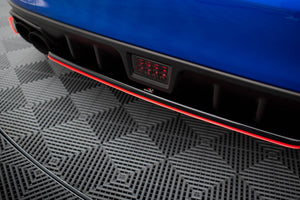 Maxton Central Rear Splitter V.2 Subaru Wrx Sti - RED + GLOSS BLACK