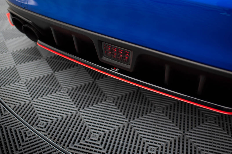 Maxton Central Rear Splitter V.2 Subaru Wrx Sti - RED + GLOSS BLACK