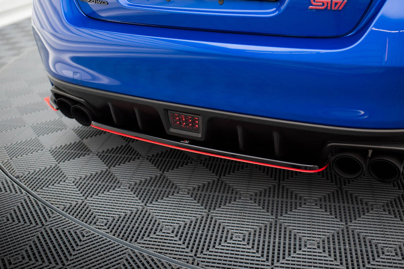 Maxton Central Rear Splitter V.2 Subaru Wrx Sti - RED + GLOSS BLACK