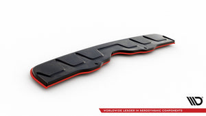 Maxton Central Rear Splitter V.2 Subaru Wrx Sti - RED + GLOSS BLACK