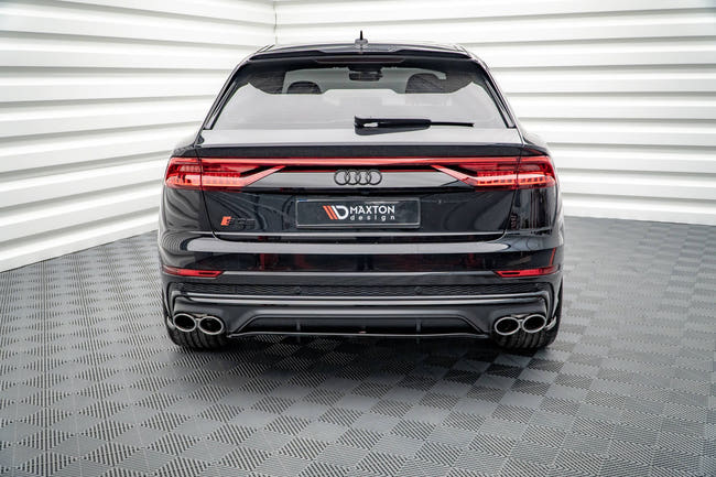 Maxton Central Rear Splitter (With Vertical Bars) Audi Sq8 Mk1 - Gloss Black