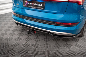 Maxton Central Rear Splitter (With Vertical Bars) Audi E-Tron - Gloss Black