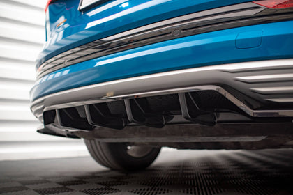 Maxton Central Rear Splitter (With Vertical Bars) Audi E-Tron - Gloss Black