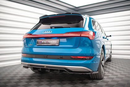Maxton Central Rear Splitter (With Vertical Bars) Audi E-Tron - Gloss Black