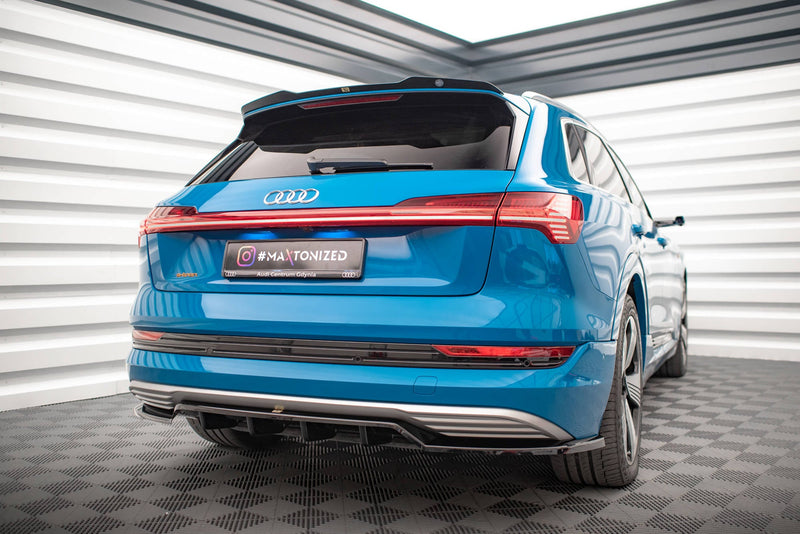 Maxton Central Rear Splitter (With Vertical Bars) Audi E-Tron - Gloss Black