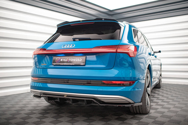 Maxton Central Rear Splitter (With Vertical Bars) Audi E-Tron - Gloss Black