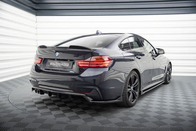Maxton Central Rear Splitter (With Vertical Bars) BMW 4 Gran Coupe M-Pack F36 - Gloss Black