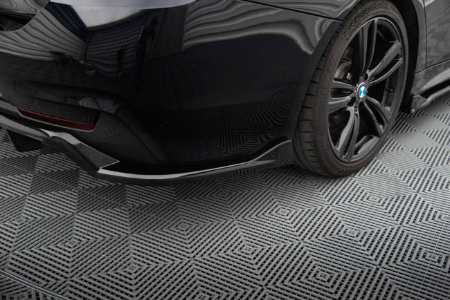 Maxton Central Rear Splitter (With Vertical Bars) BMW 4 Gran Coupe M-Pack F36 - Gloss Black
