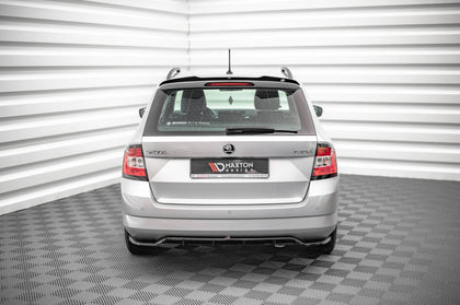 Maxton Central Rear Splitter (With Vertical Bars) Skoda Fabia Combi Mk3 - Gloss Black