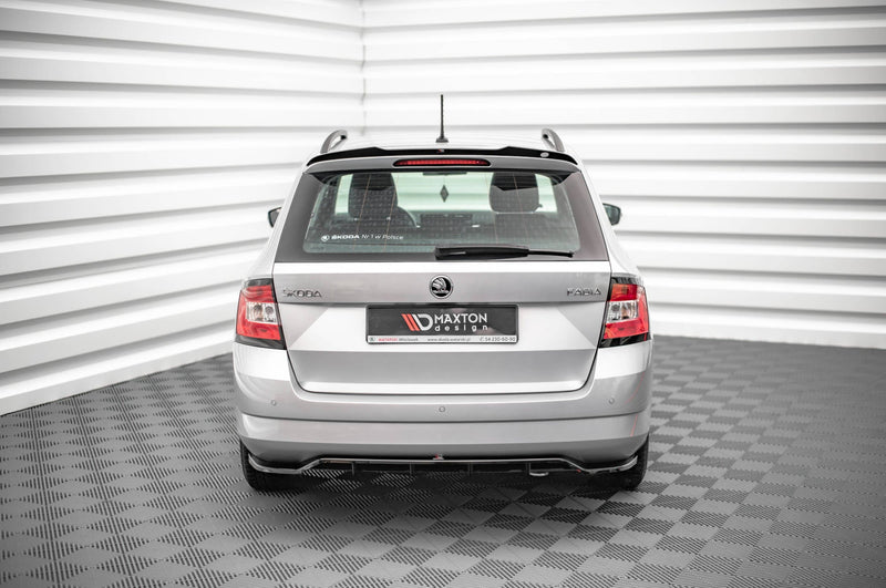 Maxton Central Rear Splitter (With Vertical Bars) Skoda Fabia Combi Mk3 - Gloss Black