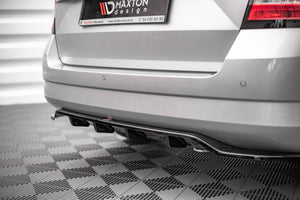 Maxton Central Rear Splitter (With Vertical Bars) Skoda Fabia Combi Mk3 - Gloss Black