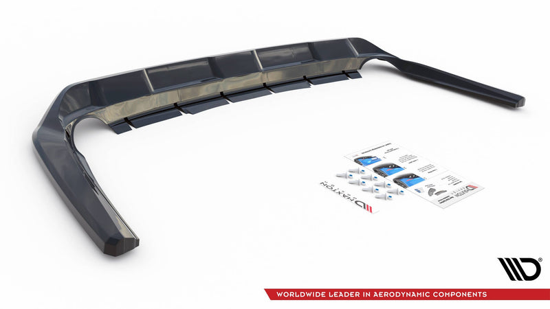 Maxton Central Rear Splitter (With Vertical Bars) Toyota Rav4 Mk5 - Gloss Black