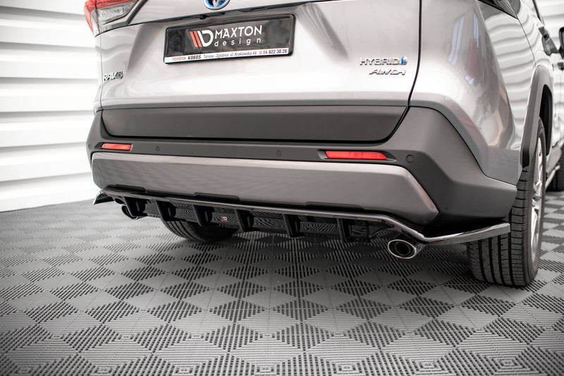 Maxton Central Rear Splitter (With Vertical Bars) Toyota Rav4 Mk5 - Gloss Black
