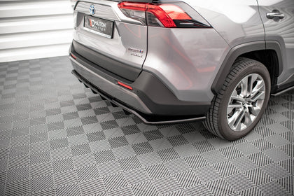 Maxton Central Rear Splitter (With Vertical Bars) Toyota Rav4 Mk5 - Gloss Black