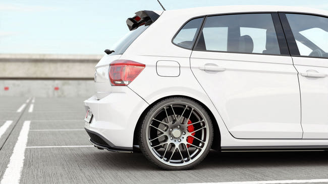 Maxton Central Rear Splitter (With Vertical Bars) VW Polo 6 Gti Mk6 - Gloss Black